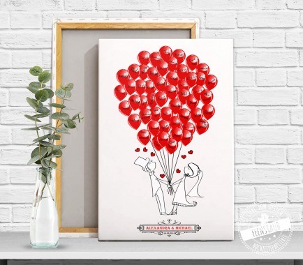 Hochzeitserinnerung Leinwand Cimicpaar mit Ballons