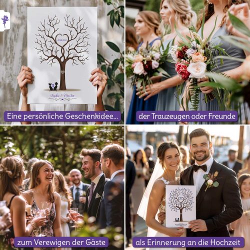 Hochzeitsgästebuch Alternative, Hochzeitsbaum mit Katzen