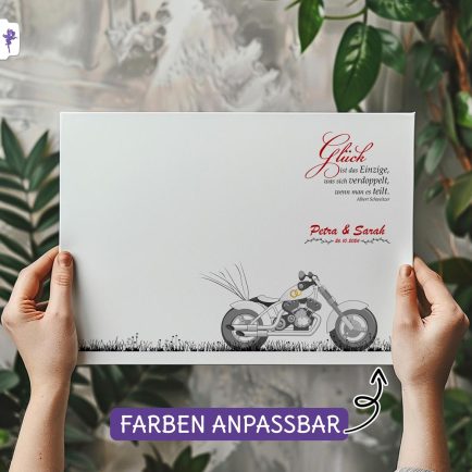 Gästebuch Leinwnad Fingerabdruckbild Motorrad