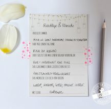 Fragen zum Ausfüllen für Hochzeitsgäste