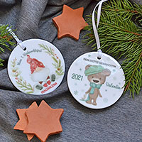 Geschenkidee für das erste Weihnachtsfest mit Baby Keramikanhänger personalisiert