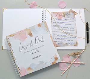 Hochzeitsgästebuch Alternative: Karten mit vorgedruckten Fragen zum Ausfüllen