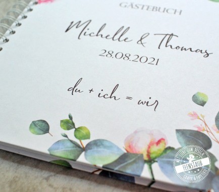 Gästebuch Hochzeit Rosen personalisiert mit Datum und Name