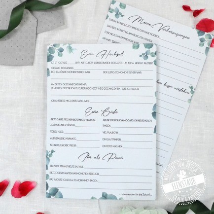 Zeitkapsel Karten zum Ausfüllen für die Hochzeitsgäste
