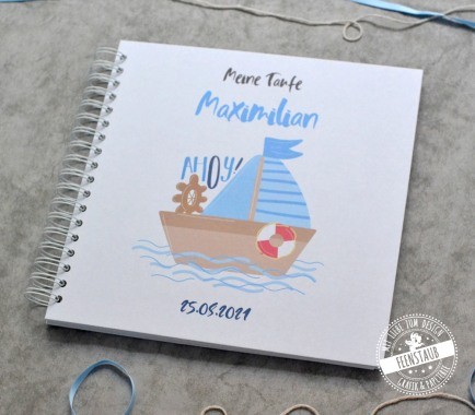 Taufgästebuch personalisierbar mit Boot