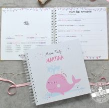 Gästebuch mit Fragen zur Taufe mit Wal in rosa