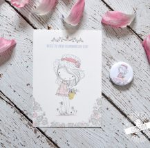 Blumenmädchen Karte mit Button