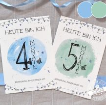 Meilensteinkarten für erste Babyjahr in blau und grün