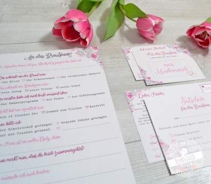 Kartenset für Hochzeit mit Blumen