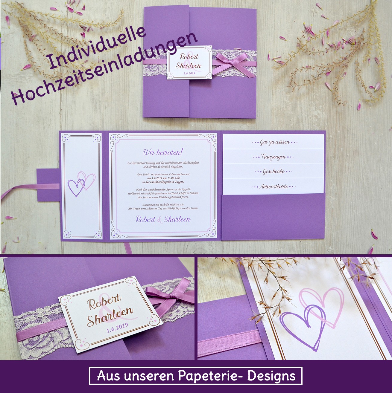 Silder 28 Feenstaub Papeterie Einladungen Hochzeit Lila Violett Pocketfold Individuell Spitze Einladungskarten Pocketeinladungen Feenstaub At Shop