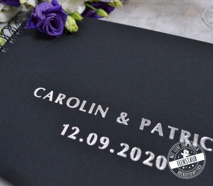Gästebuch Hochzeit in schwarz und silber, personalisierbar
