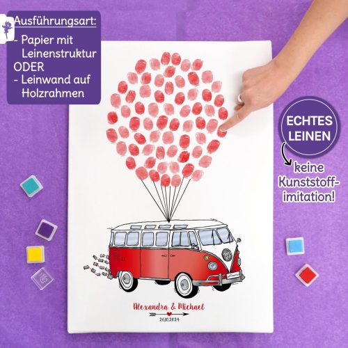 Weddingtree VW Bus, Geschenkidee Trauzeuge, Gästebuch Fingerabdruck