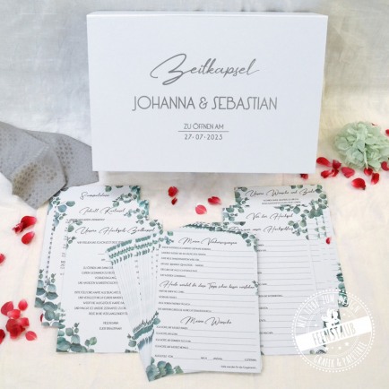 Hochzeitszeitkapsel Box mit Kartenset zum Ausfüllen