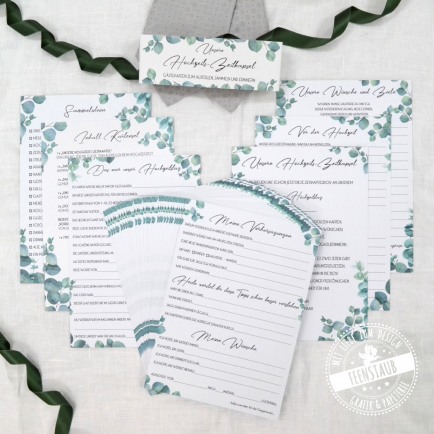 Karten für Zeitkapsel zur Hochzeit zum Ausfüllen von Gästen und Brautpaar