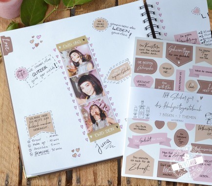 184 Sticker mit Sprüchen, Fragen, Tipps und Wünsche für dein Hochzeits-Gästebuch