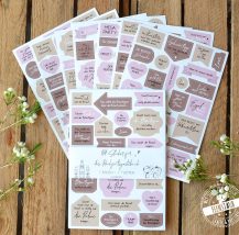 Hochzeitsgästebuch Stickerbögen mit Sprüche und Motiven