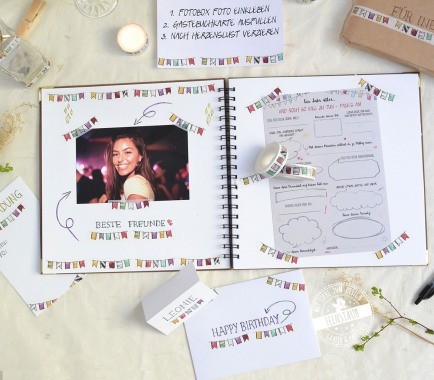 Washi Tape für Geburtstagsgeschenke, Geburtstag Gästebuch kreative Gestaltungsideen