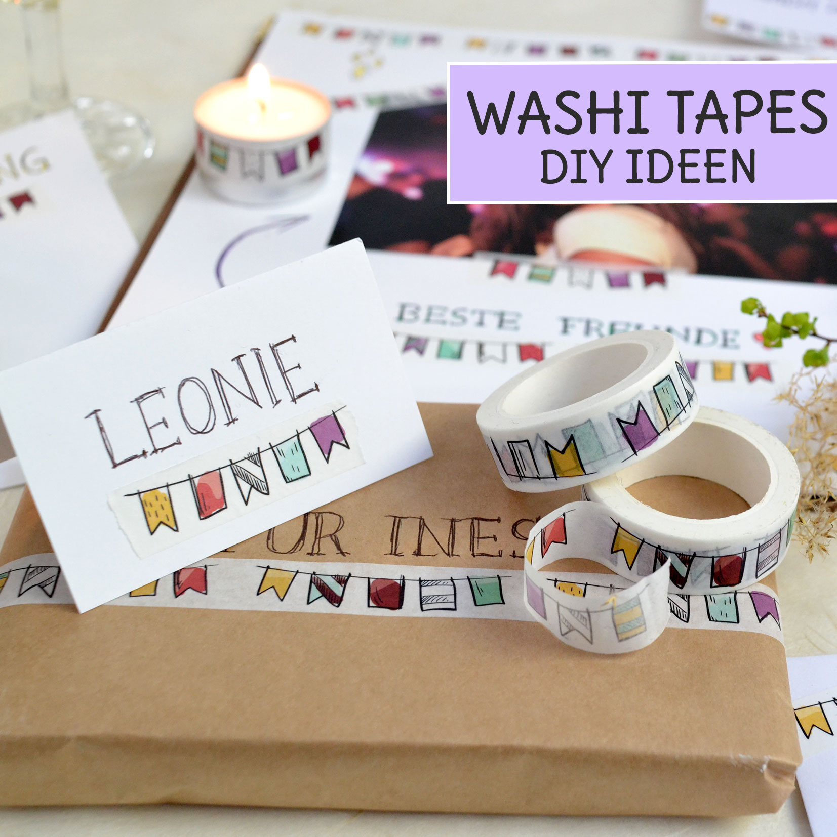 AUFODARA 12er Washi Tape Set Unterschiedliche Mustern Klebeband DIY Deko 
