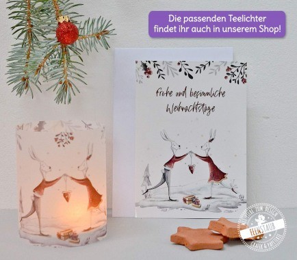 Weihnachtskarten mit dazu passenden Windlichthüllen aus Papier