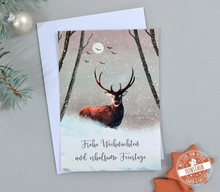 Weihnachtskarte mit winterlichen Motiven