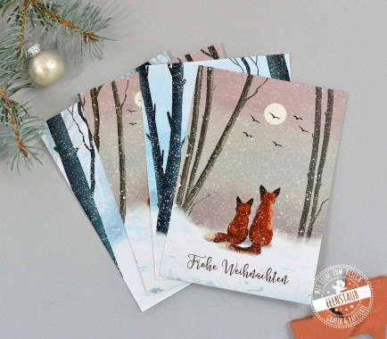 Weihnachtskarten 4er Set mit winterlichen Motiven