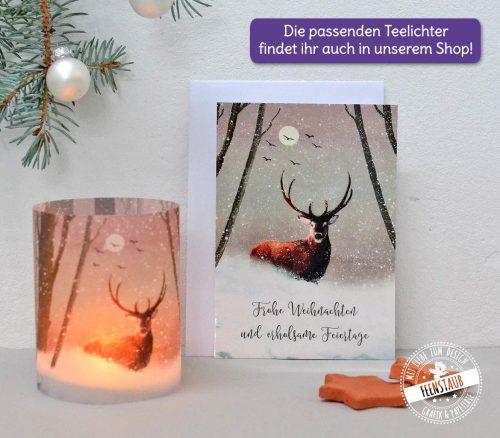 Weihnachtskarte mit passenden Windlichthülle aus Papier