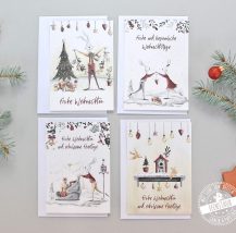 Weihnachtskarten zum Versenden guter Wünsche an Weihnachten mit süßen Weihnachtsmotiven