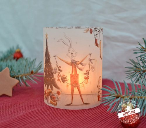 Weihnachtsdeko Teelichthülle mit weihnachtlichen Motiven
