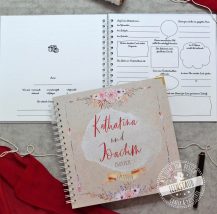 Boho Gästebuch, Hochzeitsgästebuch zum personalisieren, mit vorgedruckten Fragen