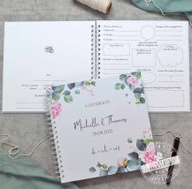 Gästebuch, mit Fragen zum Ausfüllen, personalisiert Rosen-Design