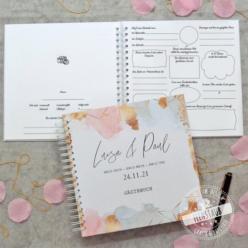 Gästebuch Hochzeit, Hochzeitsbuch mit Fragen, Formulierung auch für lgbtq+Hochzeiten geeignet