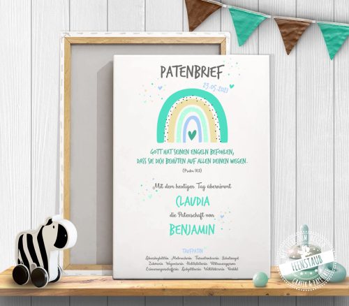 Print mit Regenbogen fürs Babyzimmer als Erinnerung an die Taufe