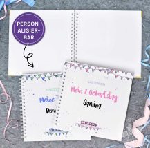 Taufgeschenk, personalisiertes Gästebuch, Geburtstags Gästebuch rosa blau