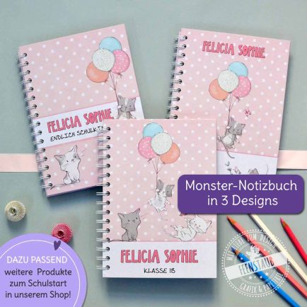 Notizbücher Kinder, Katzen rosa