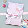 Notizbuch für Mädchen mit süßen Kathen in rosa oder Lila, Geschenk zum Schulbeginn