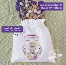 Osterhase, Blumenranke, Ostergeschenk personalisiert