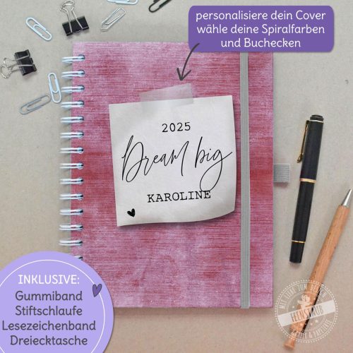 Fokus Planer, Terminkalender mit Habit Tracker 2025, Post it Cover