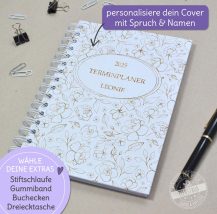 Taschenkalender Eleganz, Terminplaner A5 mit Namen personalisiert