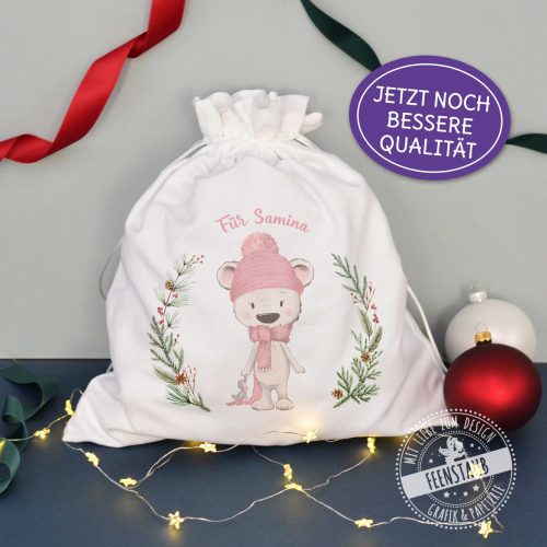 Weihnachtssack, Geschenkverpackung Weihnachten Nikolaustag, rosa Bär