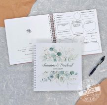 Gästebuch, Hochzeitsgästebuch mit Fragen, Eukalyptus
