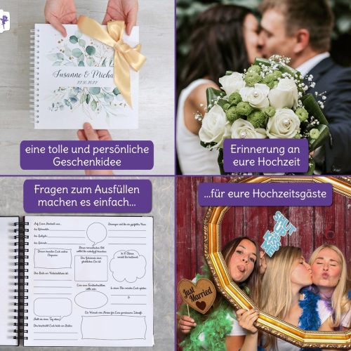 Eukalyptus Gästebuch, Hochzeitsbuch mit Fragen zum Ausfüllen