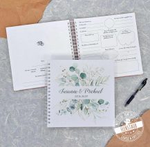 Hochzeitsgästebuch personalisiert mit Eukalyptus