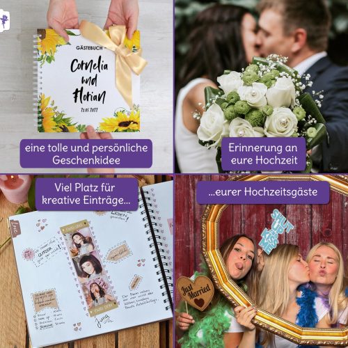 Gästebuch, Erinnerungsbuch Hochzeit, personalisierbar mit Namen