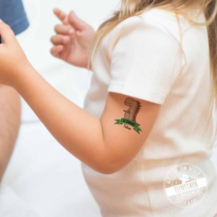Dinosaurier Tattoo für Kindergeburtstag mit Name und Alter personalisierbar