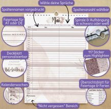 personalisierter wandkalender, familienkalender, braun