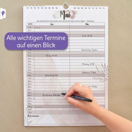 Kalender mit Namen personalisierbar, Wandkalender 2025, braun