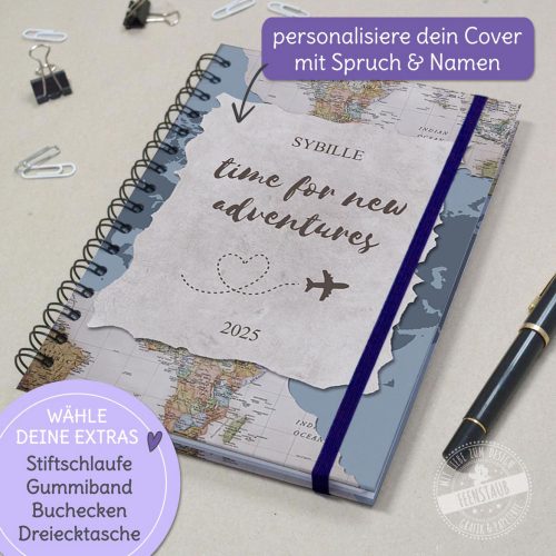 Taschenkalender 2025, personalisierbares Cover, Travel