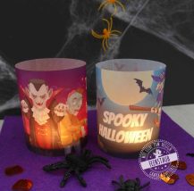 gruselige Halloween Deko, Teelichter mit verschiedenen Motiven