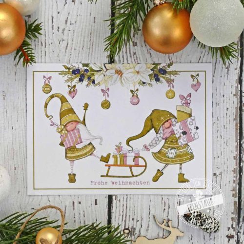 Süßes Weihnachtskarten Set mit Weihnachtszwergen