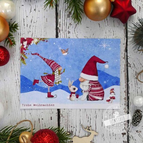 Weihnachtskarte mit Weihnachtsgnomen